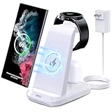 Wireless Charger for Samsung Phones Watch Earbuds (Not for Samsung Z Flip & A Series), SWIO 3 in 1 Charging Station for Samsung Watch 6/5/4/3, S24 S23 S22 S21 S20 /Note 20 10/ Z Fold 4 3, Buds/2/Pro