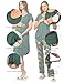SUNNYBUY Women 3 PCS Maternity Nursing Nightgown Dress & Short Sleeve Breastfeeding Top & Pregnancy Pants Sleepwear Set, Teal&Floral Pants S
