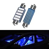UGSHY 2 PCS Car LED Extremely Bright Bulbs, 1.6" 6000K 2835 Chipsets 1200LM Bulbs for LED Interior Dome Map Door Lights 211-2 212-2 569 6411 6451 41mm 42mm (Blue)