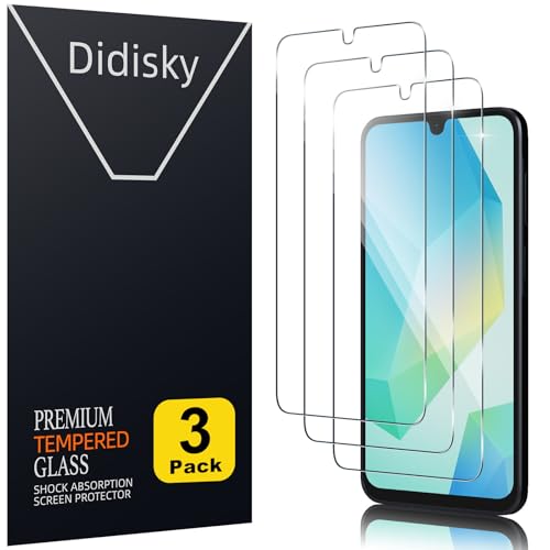 Didisky (3 Piezas Protector Pantalla para Samsung Galaxy A16, A17, A26, Cristal Templado 9H Dureza, Antihuellas, Sin Burbujas, Ultra Transparente, Ultra Resistente