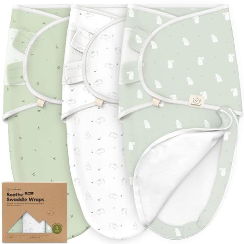 Image of Baby Swaddle Sleep Sacks with Zipper - 3-Pack Swaddles for Newborns 0-3 Months, Infant, Baby Girls, Boys, Soft & Durable Newborn Sleep Sack, Easy Diaper Change Swaddling Blanket (Bunnies)