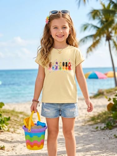 Image of Magical Girl Shirt Cute Snacks Graphic Tee Toddler Kids Girls Holiday Short Sleeve Outfits Tops 3-10 Years