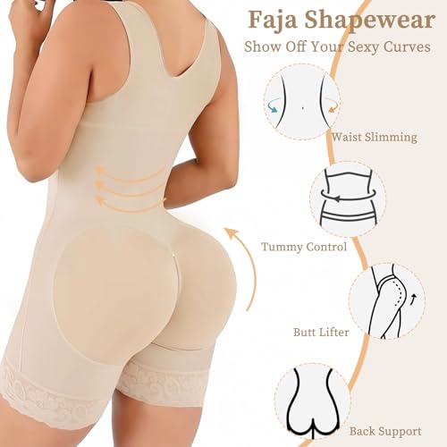Fajas Colombianas Shapewear Waist Trainer Full Body for Control Post Surgery Shaper Butt Lifter with Zipper Crotch3