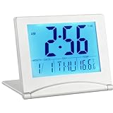 Lyai LCD Digital Travel Clock, Foldable Desktop Alarm Clock with Backlight, Date Day and Temperature Display Snooze, Small Portable Battery Powered Desktop Alarm Clock For Bedroom, Office - Image 1