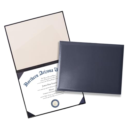 YIIOSS Diploma Cover 8.5''x 11'' Diploma Holder Padded Graduation Certificate Holders Certificate Covers Smooth Leather,Navy Blue