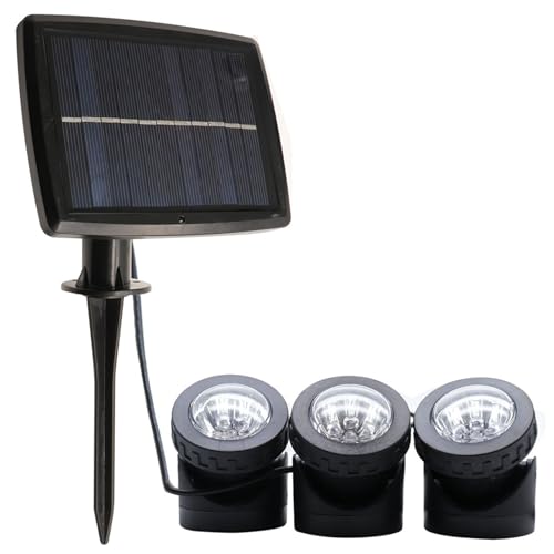 CGTQROVR Solar Pond Lights 3 X 6led Underwater Pond Lights with Solar Panel Spotlight for Fish Tank Garden Pool Landscape Outdoor