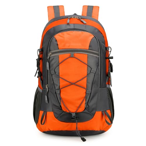 Sac à dos imperméable 40L pour randonnée pliable orange avec bandes réfléchissantes