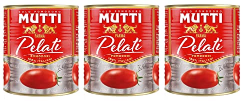 Mutti Pomodori Pelati - Tomates pelados (3 unidades, 100 % italianos, 800 g, lata de tomates