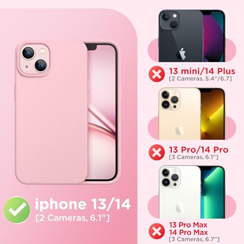 GolbinBox Magnetic for iPhone 13 Case & iPhone 14 Case, Compatible with MagSafe, [Soft Anti-Scratch Microfiber Lining], Slim Liquid Silicone Shockproof Protective Phone Case 6.1 inch, Peach Pink by GolbinBox - Image 2