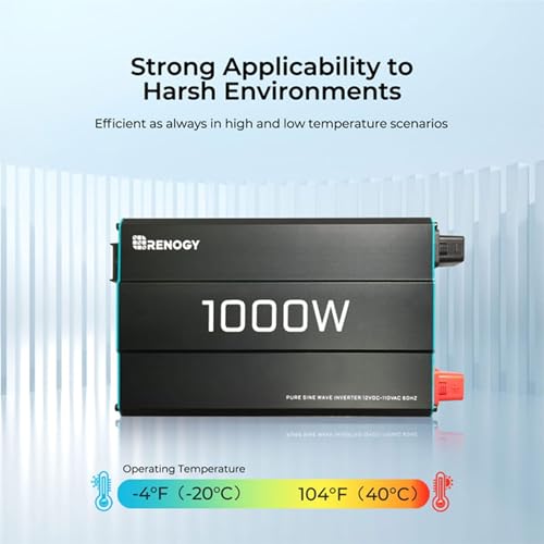 renogy 1000w pure sine wave inverter 12v dc to 120v ac converter for home rv truck off-grid solar power 110v with built-in 5v21a usb port hardwire remote controller