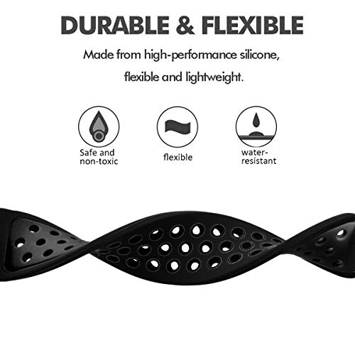 Universal 18mm 20mm 22mm 24mm Width Silicone Watch Band Replacement, Choose Size and Color (20mm, Black)