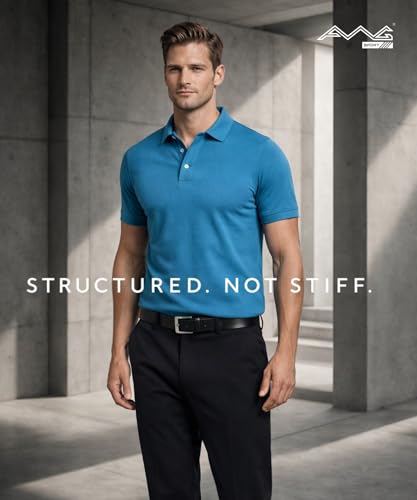 Image of AWG ALL WEATHER GEAR 100% Cotton Polo T Shirt for Men | Soft & Breathable Fabric | Regular Fit | Half Sleeve Polo Collar T Shirt | Casual & Office Wear | Comfortable & Durable Mens Polo T Shirt