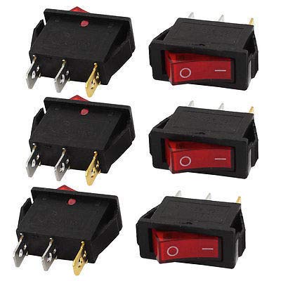 Interrupteur de bateau AC 250V 15A SPST interrupteur à bascule 2 positions rouge x6