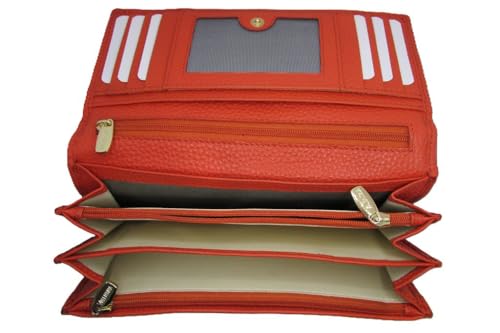 Made in Italy Vera Pelle Womens Wallet Mint Purse 14 Cards + ID Italian Leather (lacca red)3