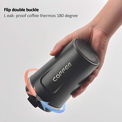 12 Oz Stainless Steel Vacuum Insulated Tumbler - Coffee Travel Mug Spill Proof With Lid - Thermos Cup For Keep Hot/Ice Coffee,Tea And Beer (Black) #TOP2