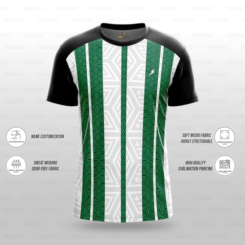 Image of YOURJERSEY Custom Sports Jersey for Men Personalised Cricket /Football /Badminton T-Shirt Customise Name, Dry-Fit Fabric Sizes 2Y-4XL Custom T-Shirt