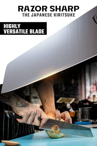 DALSTRONG Kiritsuke Chef Knife - 8.5 inch - Gladiator Series Elite - Forged German High Carbon German Steel - Full Tang Kitchen Knife - Black G10 Handle - w/Sheath - Chef's Knife - NSF Certified