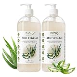 Bioky Gel Aloe Vera 100% Natural 2x1L – Puro, Orgánico, Hidratante y Calmante – Piel Hidratada e Iluminada | Natural y Versátil: Aftersun, Piel, Cabello, Post Depilación, After Shave (2 Litros)
