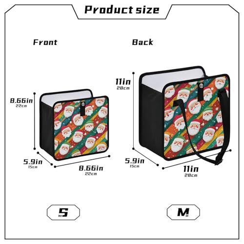 Image of Car Trash Can Organizer Bin with Adjustable Strap for Back Front Seat Console Waterproof Leakproof Collapsible Portable 8.66 Inch Colorful Diagonal Striped Santa Claus