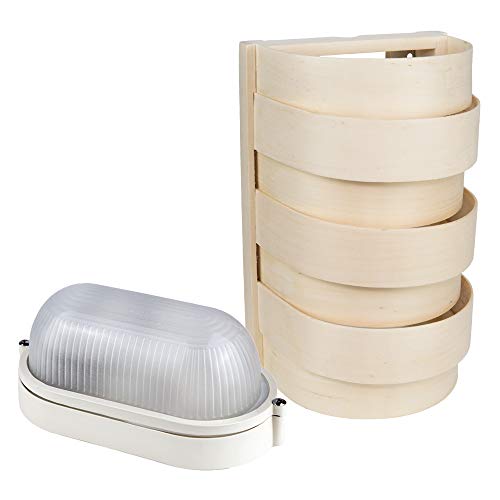 Sauna Beleuchtung Set Lampenschirm Sawo 917-VA aus Espe mit E27 IP54 Saunalampe und 5m Silikonkabel SiHF