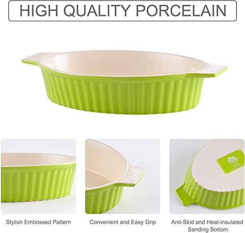 Malacasa Bakeware Set Ceramic, Oval Casserole Dish Baking Pans For Cooking, Baking Dish Set Of 2 (12.75"/14.5") For Lasagne/Pie/Casserole/Tapas, Series Bake, Green #TOP4