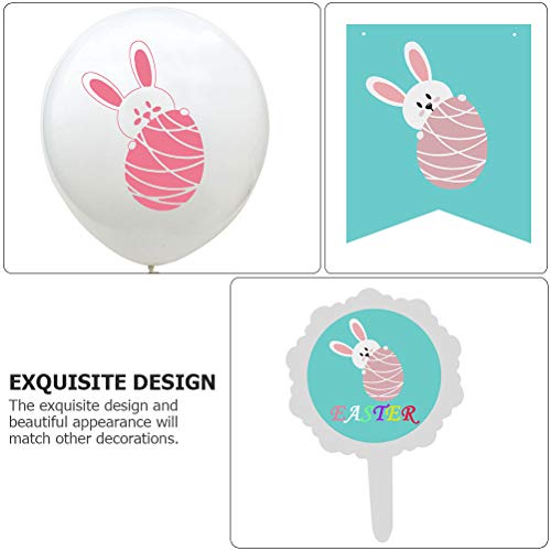 Cabilock 1 set paasfeest decoraties met konijntje banner ballonnen en taart toppers - Image 3