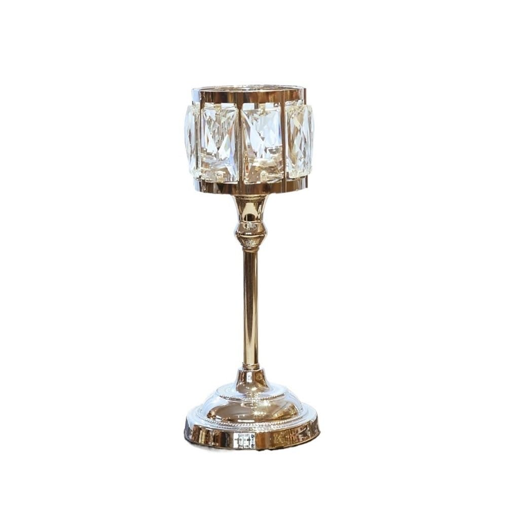 Candlestick Holder Simple Iron Glass Candlestick Modern Table Decoration Ornaments Candle Holder(Silver,Medium)