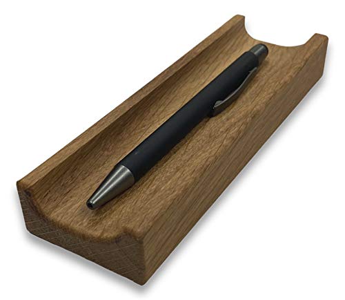 BUNBAN Edle Stiftablage aus Massivholz Stiftschale für Schreibtisch 17 x 5,5 x 2,5 cm (Eiche) Cover
