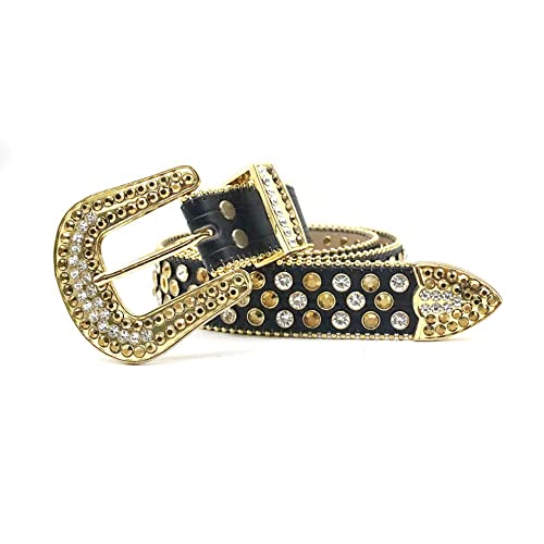JSEIAJB Rhinestone Belt Men's Rivets Inlaid Alloy Pin Buckle Hip-hop Street Boyfriend Pants Belt4