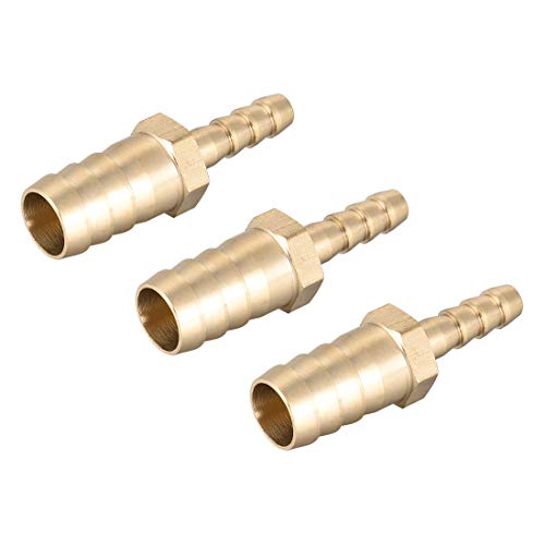 sourcing map Straight Brass Barb Fitting Reducer, Fit Hose ID 12mm to 6mm 3pcs