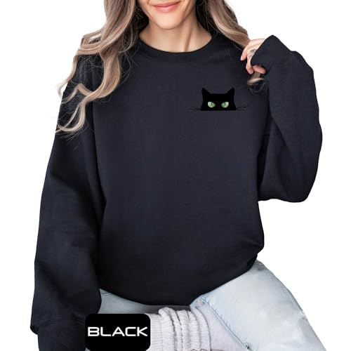 Peeking Black Cat Pocket Sweatshirt, Cute Men Women Kids Boys Girls Halloween Sweatshirt, Cat Lovers Gift Sweater, Halloween Cat Lovers Sweatshirt, Spooky Vibes Sweat, Spooky Season Sweat, Cute Halloween Cat Sweater2