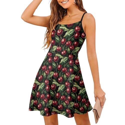 TZTTZT - Vestidos de verano para mujer 2025 elegantes y elegantes, con estampado de cereza realista, para mujer, verano, Style-6, L