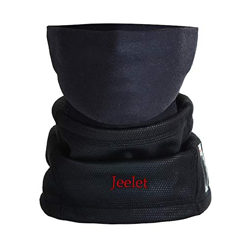 Jeelet Calentador de Cuello Moto Unisex con Termómetro Pasamontañas Polar Antiviento Respirable Máscara de Esquí para Ciclismo Correr