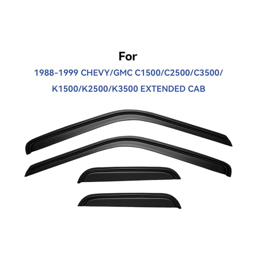 Image of Window Visors Rain Guards for 1988-1999 Chevy /GMC C1500 / C2500 /C3500 / K1500 / K2500 / K3500 Extended Cab, Out-Channel Window Vent Wind Deflectors Visors Shades