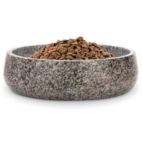 Granite Dog Bowl Natural Stone Weighted Spill Proof Pet Food Water Container Non-Slip Easy to Clean Large Size for Medium and Large Dogs