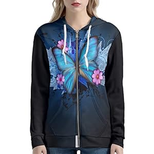 Buybai Women Fashion Hoodies Zip up Plus Size Sweatshirts with Front Pocket Oversized