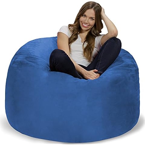 Chill Sack Bean Bag Chair: Giant 4' Memory Foam Furniture Bean Bag - Big Sofa with Soft Micro Fiber Cover - Royal Blue Cover