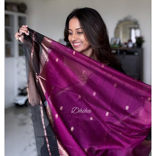 Image of Original Maheswari Cotton Silk Saree for Women | Kanjivaram Pure Silk Cotton Sari with Blouse | Zari Work | Tassels | Handloom Weave