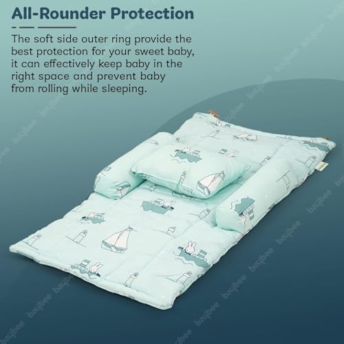 Image of BAYBEE Bedding Set for Newborn | Baby Cushion Mattress | Foldable Carry Bed | Pure Cotton Lounger | Travel-Friendly Nest for 0-6 Months (Green)