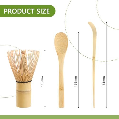 Fruste di Bamboo Set di 3 Pezzi giapponesi Matcha con 2 cucchiai Matcha 1 frusta Matcha in bambù 80-100 setole - immagine 3