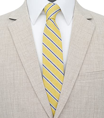 Image of BELLUNO Men's 2.5 inch Skinny Solid Cotton Linen Ties