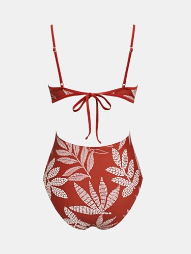 Image of CUPSHE Women's Scoop Neck One Piece Cutout Monokini Swimsuit | Back Self Tie,Soft Removable Cups,Adjustable Straps ,Flattering Bathing Suit For Vacation And Beach