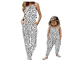 Damen Kleinkind Mädchen Partnetlook Kleidung Mutter Tochter Sommer Jumpsuit Lang Ärmellos Blumendruck One Piece Overall Familie Kleidung Set Matching Outfits Playsuit Romper für Mutter Kinder.