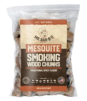 Mr. Bar-B-Q Mesquite Smoking Wood Chunks | All-Natural BBQ Wood Chunks | Delicious Smokey Spicy Flavor | 3.5 Pound Bag of Wood Chunks