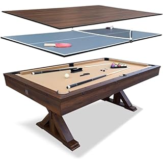 Freetime Fun 7 FT 3 in 1 Multi Game Pool Table with Dining Top Pool Table Ping Pong Table Combo, Includes Accessories and Tennis Paddles.