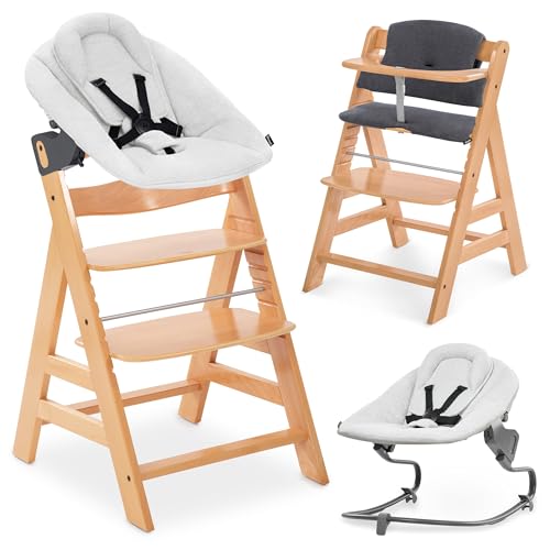 hauck Alpha+ Hochstuhl Newborn Set mit Premium Bouncer - Natural
