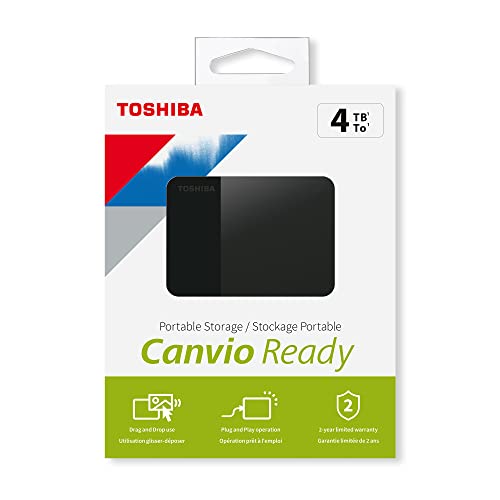 Image of Toshiba 4TB Canvio Ready - 2.5 inch Portable External Hard Drive with SuperSpeed USB 3.2 Gen 1, Compatible with Microsoft Windows 7, 8 and 10, Black (HDTP340EK3CA)