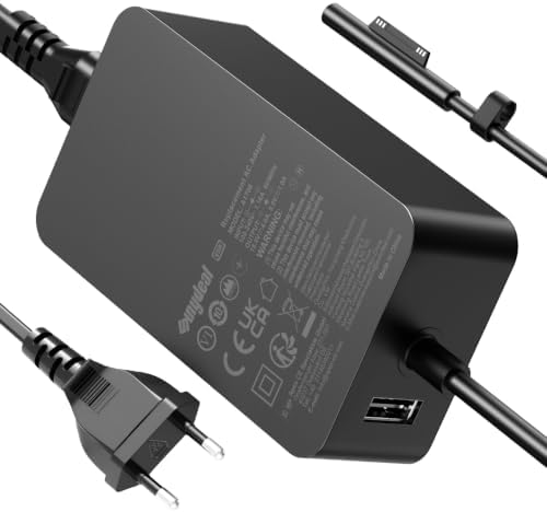 Surface Ladekabel 65W 15V 4A Microsoft Ladegerät Kompatibel mit | Surface Pro 11/10/9/8/7/7+/6/5/4/3/X, Surface Laptop 7/6/5/4/3/2/1, Go 4/3/2, Surface Book 3/2/1,Model 1706 1796 1
