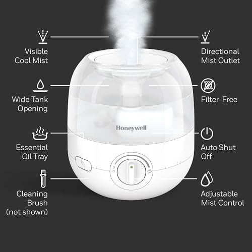 Honeywell Mini Cool Mist humidifier, Easy to Fill and Clean, humidifier for small Bedroom, Kids Rooms, or office. Ultra Quiet Operation and Auto Shut-Off - White, HUL525W by Honeywell - Image 8