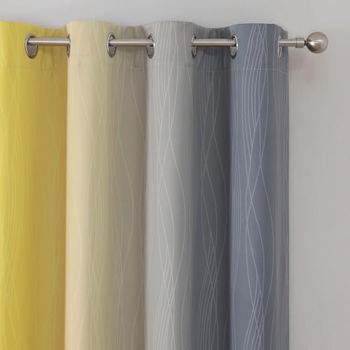 Image of Estelar Textiler Grey and Yellow Ombre Short Blackout Curtains 36 Inch Long, Thermal Insulated Grommet Small Half Window Drapes for Cafe /Basement /RV Camper /Kitchen, 52Wx36L, 2 Panels